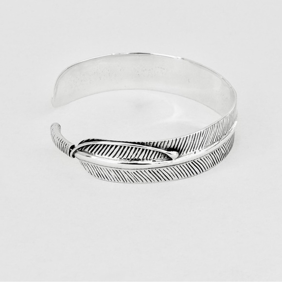 Sterling Silver Feather Bangle Bracelet, Silver Bracelets, Bangles, Angels Wing - Picture 4 of 14